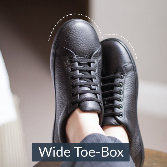 Soft leather sneaker with a wide toe box