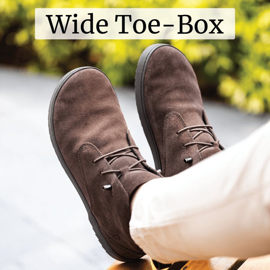 Chukka boot toe box seen from above